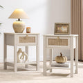 SICOTAS White Rattan Nightstand Set of 2 by SICOTAS
