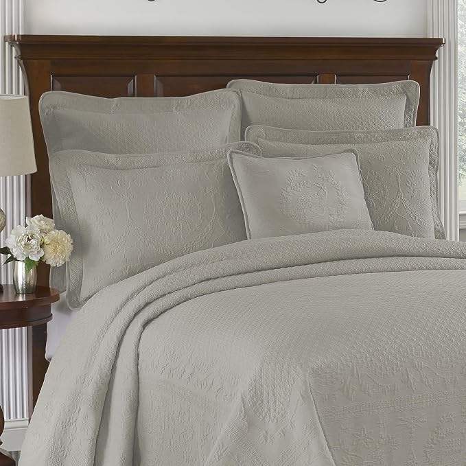 King Charles Modern Farmhouse Floral Matelasse Bedspread, 100% Cotton - Image 2