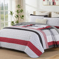 WONGS BEDDING Stripe Quilt Set Queen, Boho Bedspread Sets, Breathable by WONGSBEDDING
