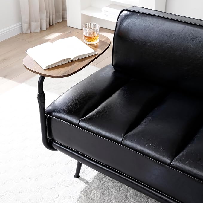 Leather loveseat Sofa, Modern Faux Leather Bedroom Bench - Image 5