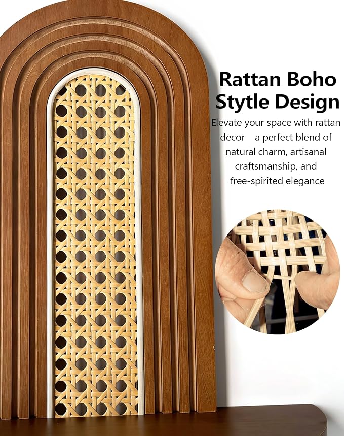 Floating Shelves for Wall, Boho Home Wall Decor, 2-Tier Rattan Plant Shelf - Image 5