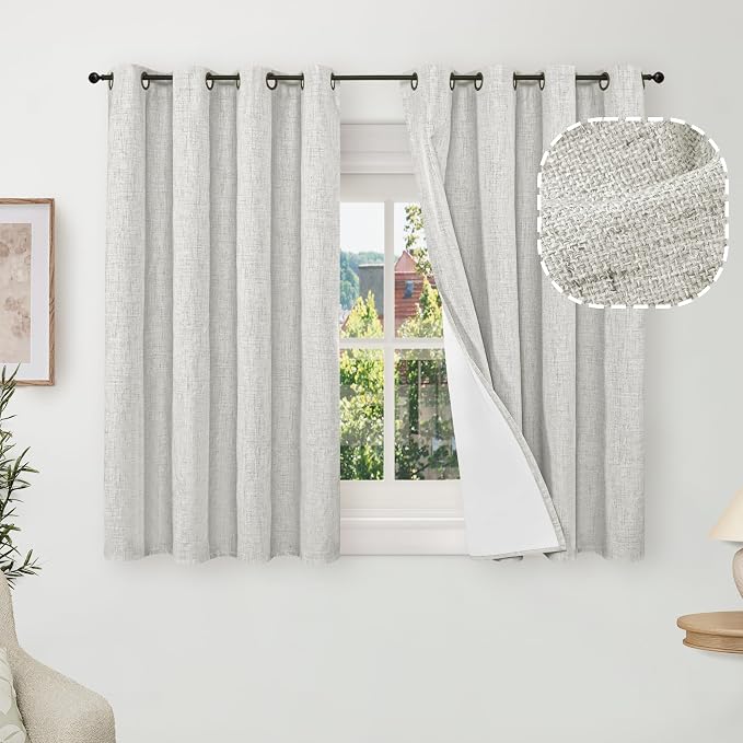 Linen Blackout Curtains 45 Inches by Lajode