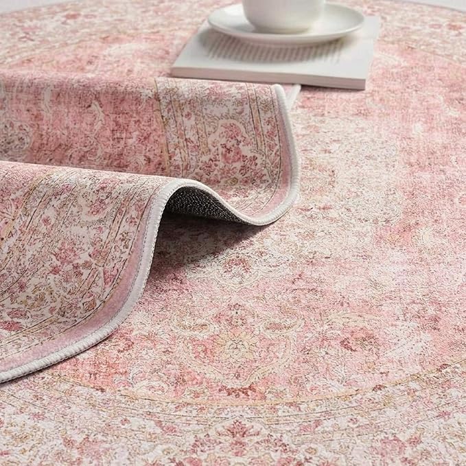 Latte&Fog 6ft Pink Round Area Rug - Image 7