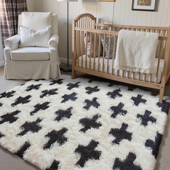 Soft Shag Rug 4x6 for Kids Room High Pile Non-Slip Fluffy Carpet | Machine - Image 3