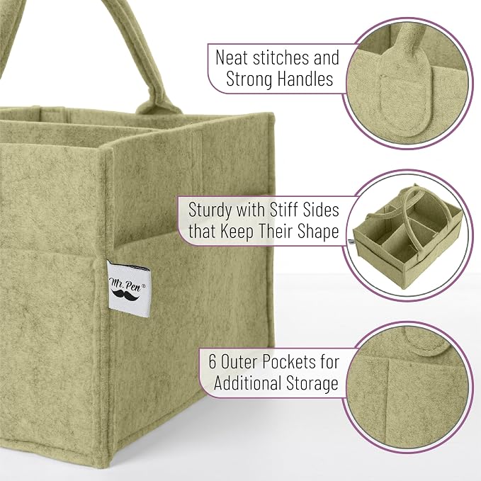 Mr. Pen- Baby Diaper Caddy Organizer, Olive Calm | Nursery Storage Bin and Car - Image 3