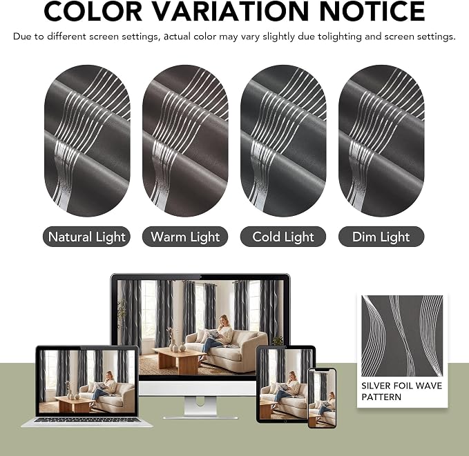 Deconovo Curtains for Living Room, Pattern Blackout Curtains 84 Inches Long | - Image 8