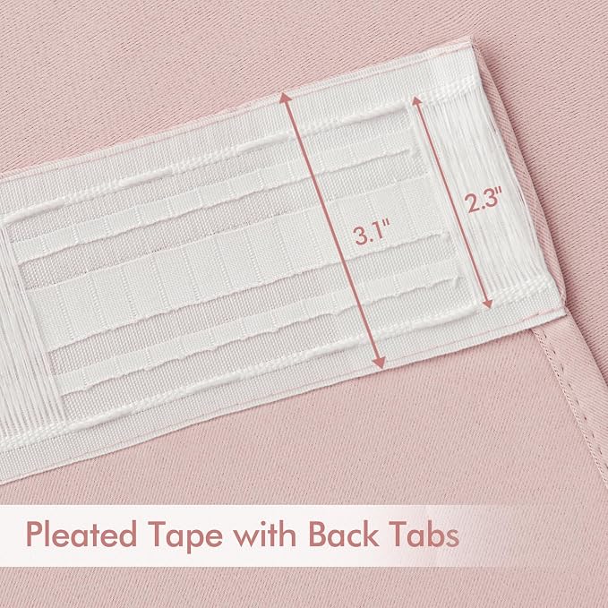MIULEE Light Pink Back Tab Blackout Curtains 52x120 Inch Long 2 Panels Set | - Image 4