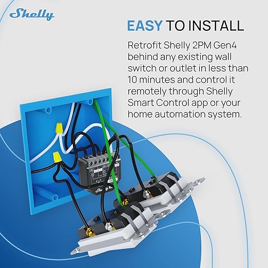 Shelly 2PM Gen4 | Wi-Fi, Zigbee & Matter 2-Channel Smart Relay Switch with Power Metering | Home Automation | Alexa, SmartThings, Google Home, HomeKit Compatible | Roller Shutters Control (2 Pack)