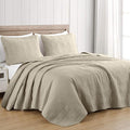 Chezmoi Collection Kingston King Size Bedspread Set, 3-Piece Khaki Oversized by ChezmoiCollection
