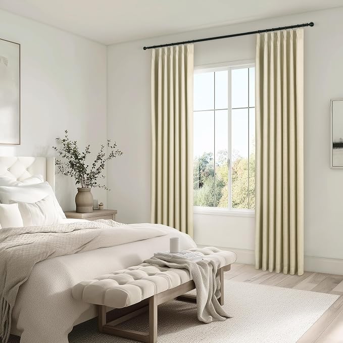 102 Inches Long 100% Blackout Natural Linen Curtains, Farmhouse Pinch Pleated - Image 7