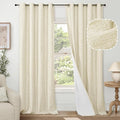 Cream Linen Blackout Curtains for Living Room by Lajode