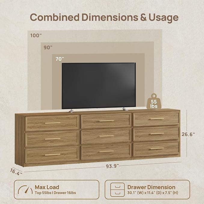 SICOTAS Oversized Nightstands Set of 3 - Image 3