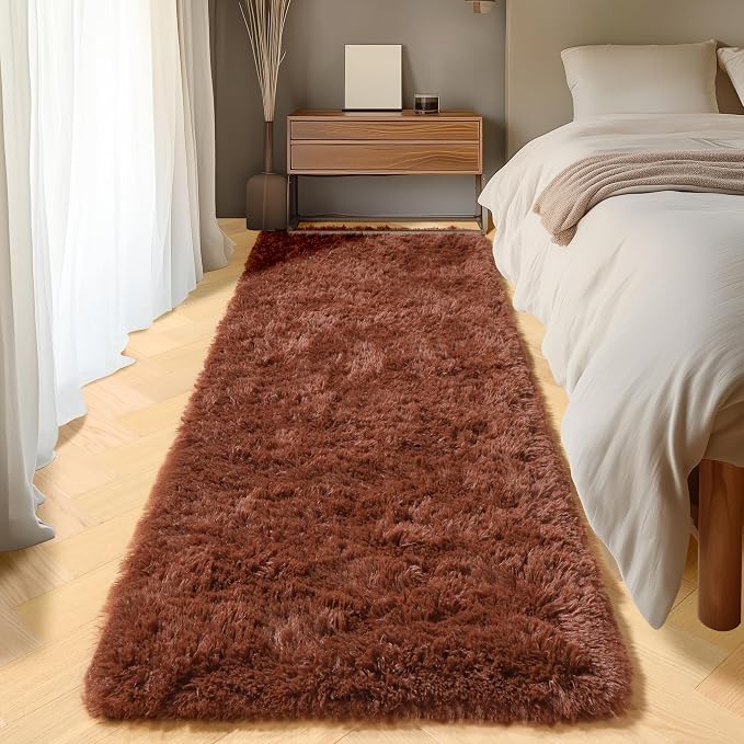 Brown Runner Rugs for Bedroom Living Room, Fluffy 2x6 Bedside Hallway Area Rug - Image 8