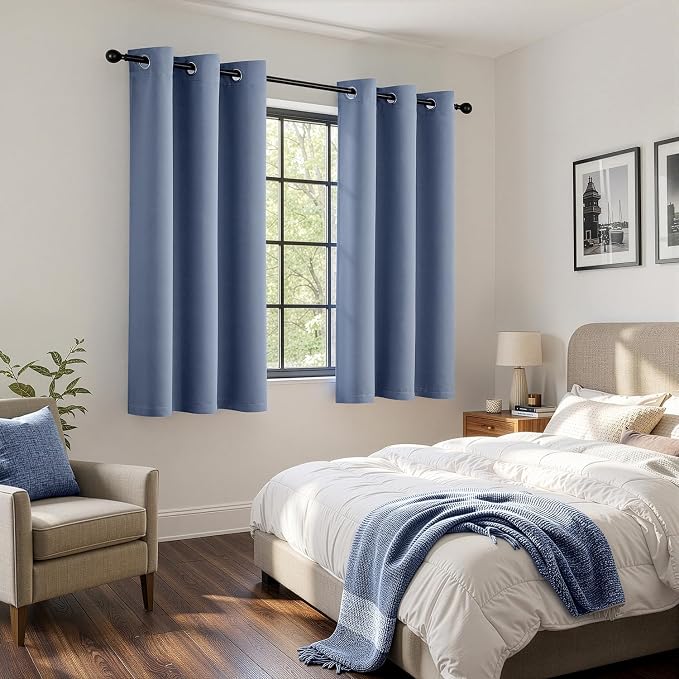 Denim Blue Blackout Curtains for Bedroom Living Room W40 x L63 Inch | 63 Inch - Image 6