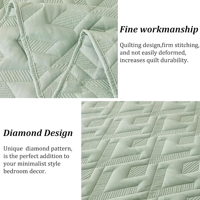 Cmfshape Diamond Embroidery Quilt Set, 3 Pieces Queen Quilt Bedding Set - Image 7