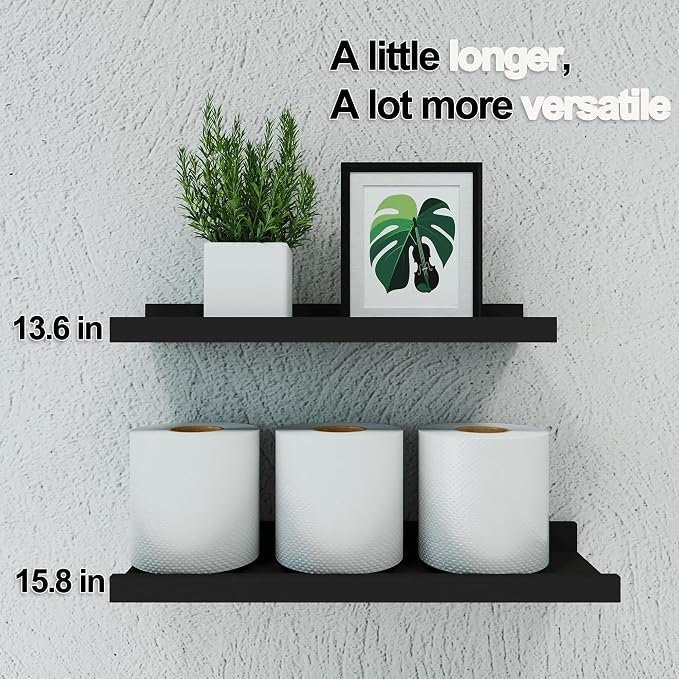 Black Floating Shelves for Wall Decor, 14 in Shelf - Image 6