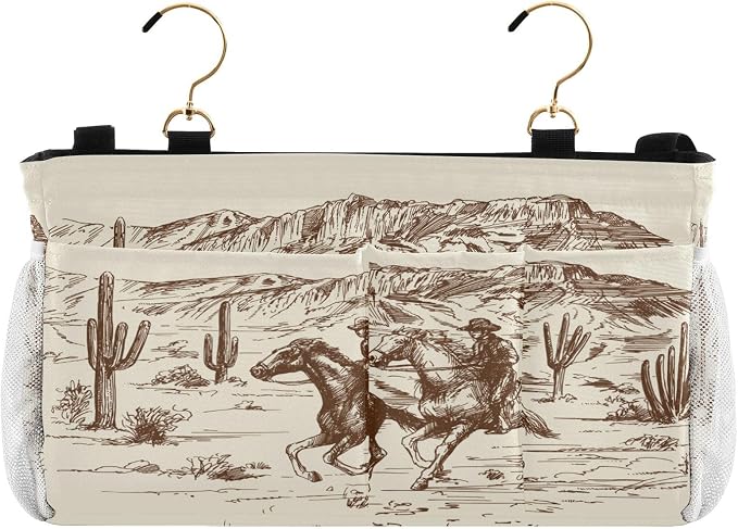 Western Cowboys tag8 Bedside Caddy Storage Bag Bedside Organizer - Image 2
