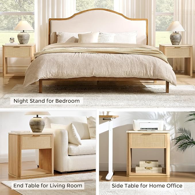 Night Stand Set of 2, 23.11" W Rattan Nightstand - Image 7