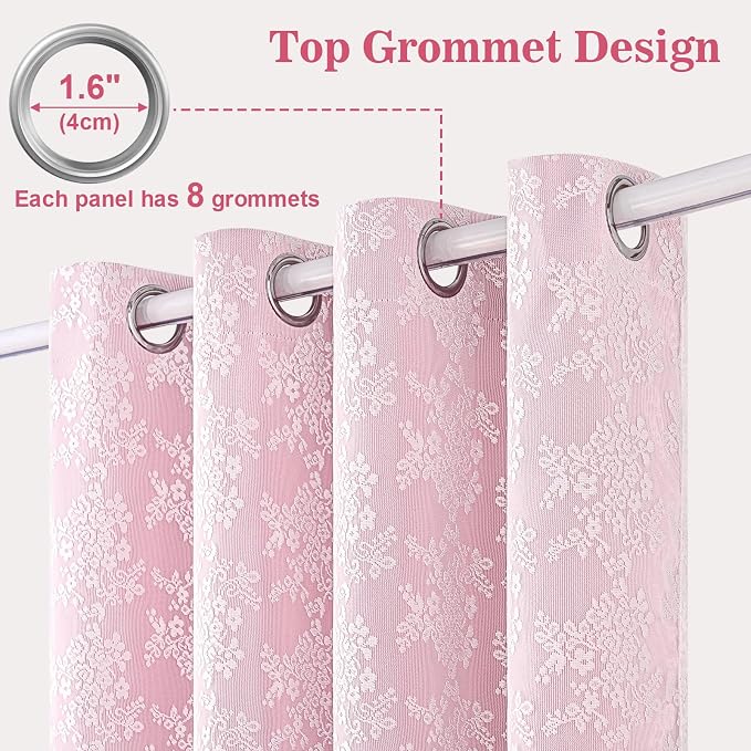 Yinhua Pink Blackout Curtains for Bedroom Double Layer Nursery Curtains for - Image 5
