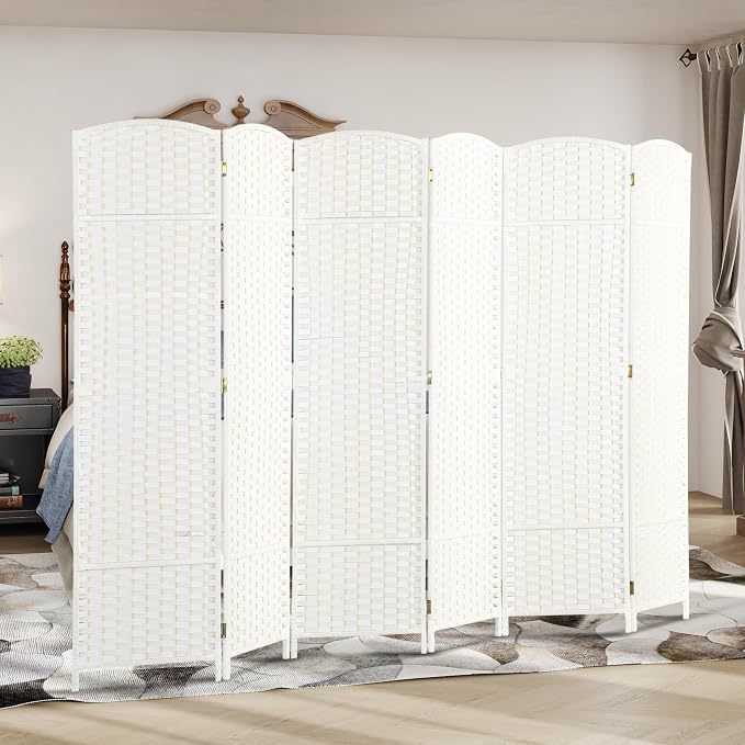 HOMCOM Room Divider Folding Privacy Screen 5.6' Tall Home Office White | - Image 7