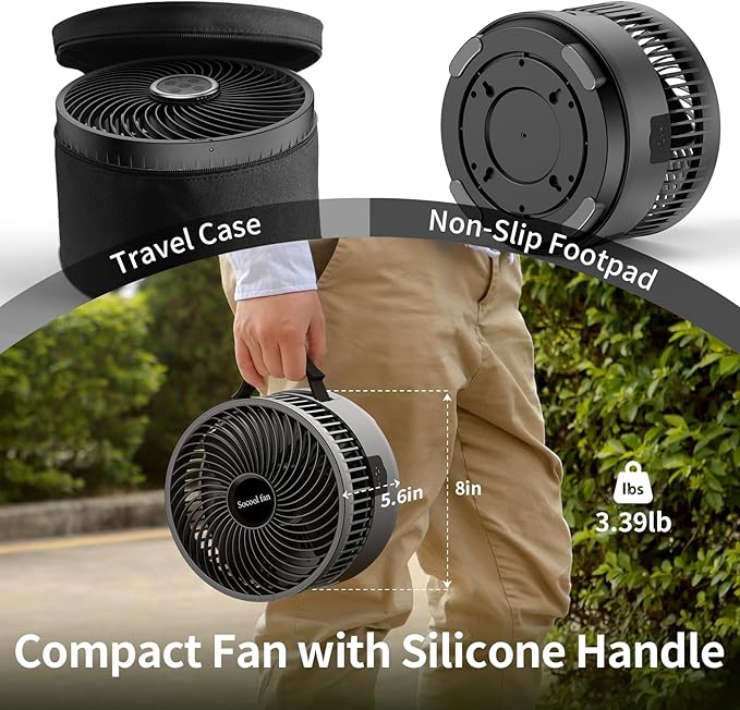 Socool 20000mAh Portable Fan Foldable Wireless Battery Rechargeable with 8-Speed & 112H, 90° Osciliating Floor Standing Fan Remote, Desk Fan with 8H Timer & LED Light for Home Kitchen Travel Camping