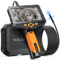 Triple Lens Borescope Inspection Camera, Teslong Professional Endoscope with Light, Digital Video Scope Camera, 5" IPS Screen, Waterproof Flexible Cable for Automotive/Home/Wall/Pipe/Car (16.5FT)