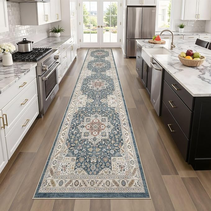 cotiled 2x6 Hallway Runner Rug for Entryway, Non-Slip Vintage, Vintage Blue | - Image 6