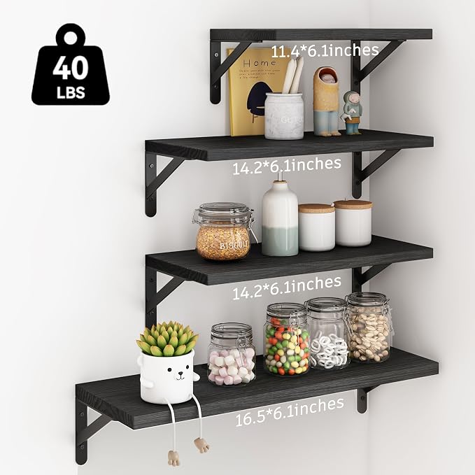 YGEOMER 4 Different Sizes Floating Shelves - Image 3