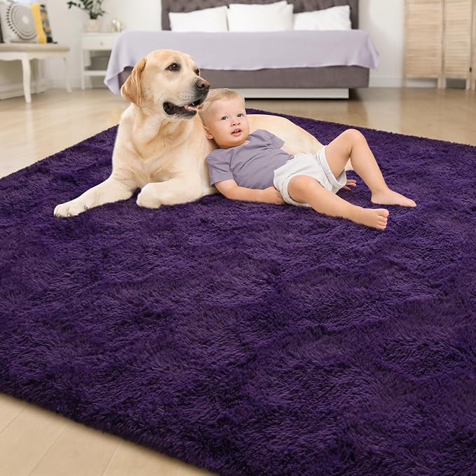6x9 Area Rugs for Living Room, Soft Fluffy Shag Purple Rug for Bedroom Nursery - Image 4