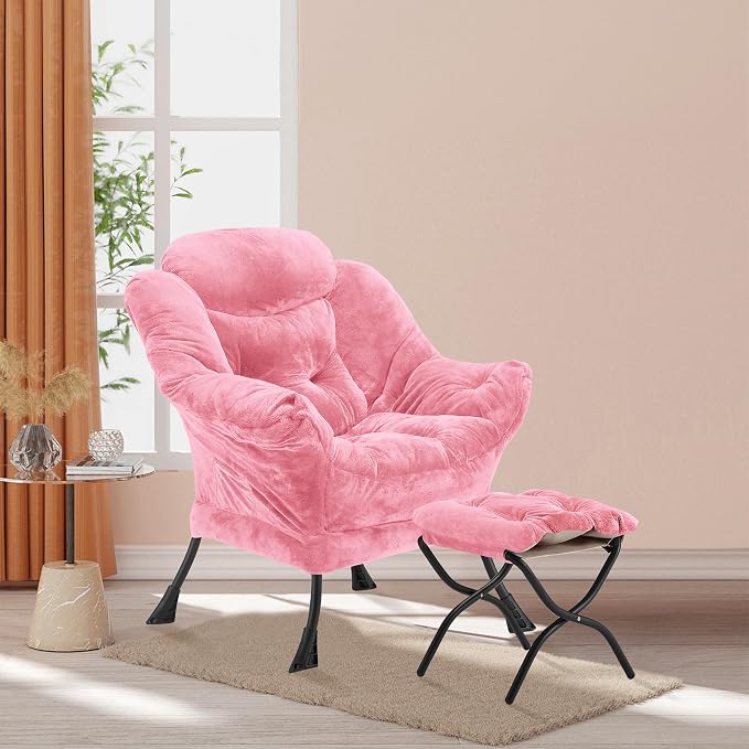 Youtanic Lazy Chair with Folding Ottoman, Accent Chair Plush Upholstered with - Image 2
