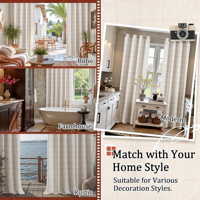 Plaid Patterned Curtains Thermal Insulated - Image 8