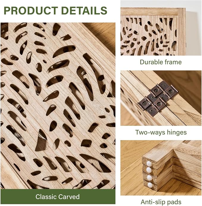 Leaf-Carved Room Divider Privacy Screen - Image 2