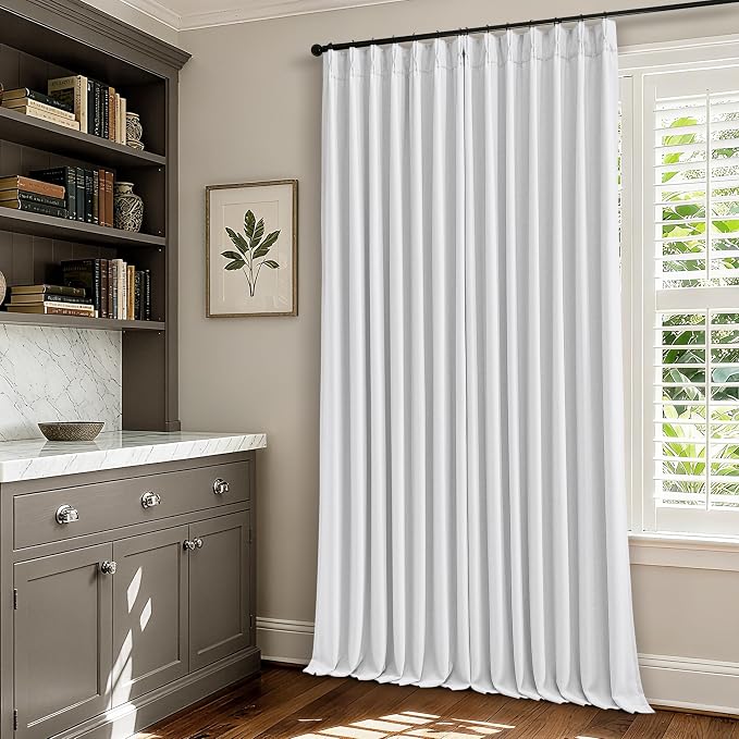 Snow White Pleated Linen 100% Blackout Curtains 90 Inches Long | Pinch Pleat - Image 7