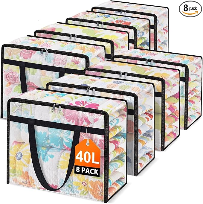 8 Packs 40L Clear Under Bed Storage Containers, Large Clothes Storage Bags | by Unknown