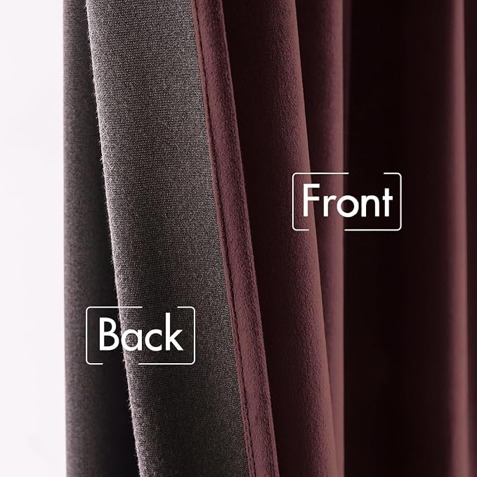 MIULEE Velvet Curtains 52x84 inches 2 Panels Ruby Wine Blackout Curtains | - Image 6