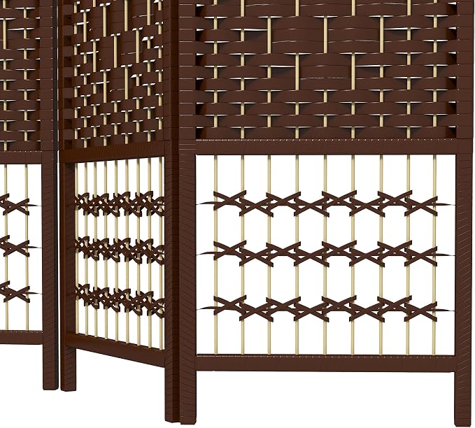 HOMCOM 6 Panel Room Divider, Folding Privacy Screen, Wave Fiber Freestanding - Image 9