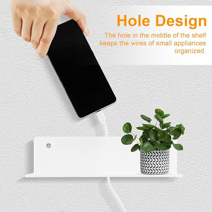 9 Inch Acrylic Floating Shelf No Drill Adhesive Wall Shelf Set of 2 - Image 4