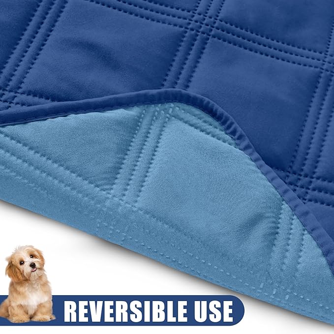 Smiry Waterproof Dog Bed Cover Blanket 40x80, Soft Reversible Pet Blanket, Washable Leakproof Cats Dogs Couch Cover for Sofa, Couch, Furniture, Lattice, Navy/Blue