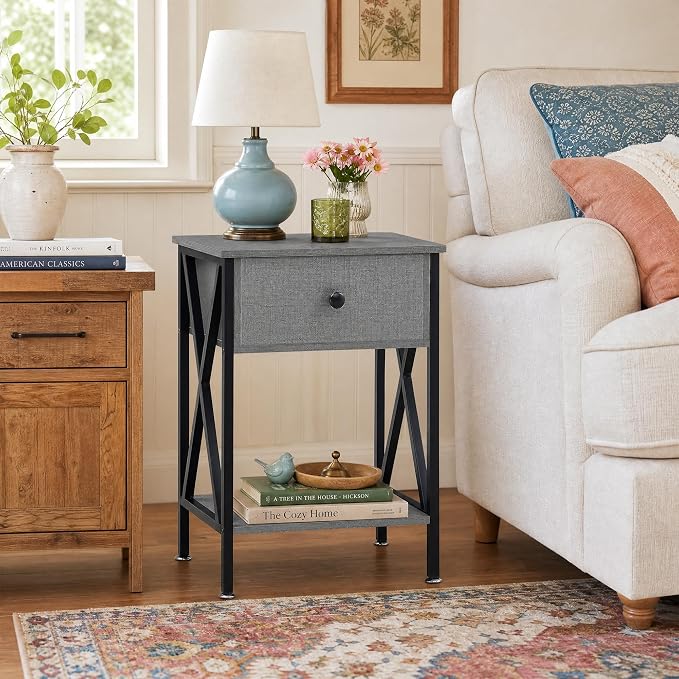 VECELO Nightstand, Modern Bedside End Table, Night Stand - Image 5