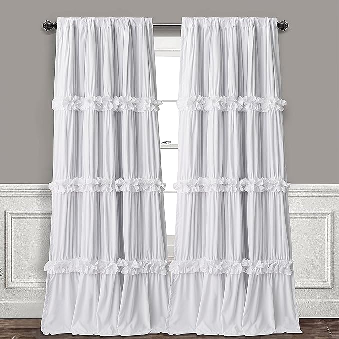 White Blackout Window Curtains, Rustic Rod Pocket Drapes by Homechoice+Decor