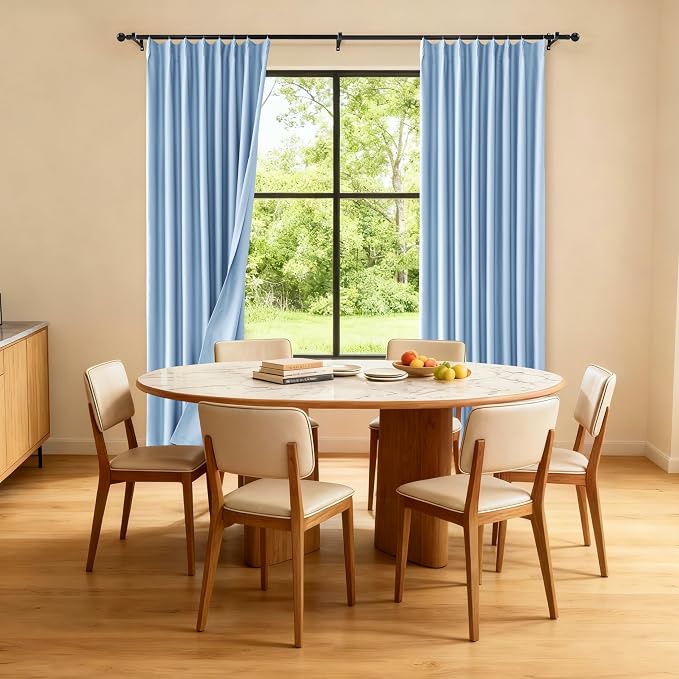 Etherealveil Light Blue Pinch Pleated Blackout Curtains 2 Panels 52"x102" | - Image 2