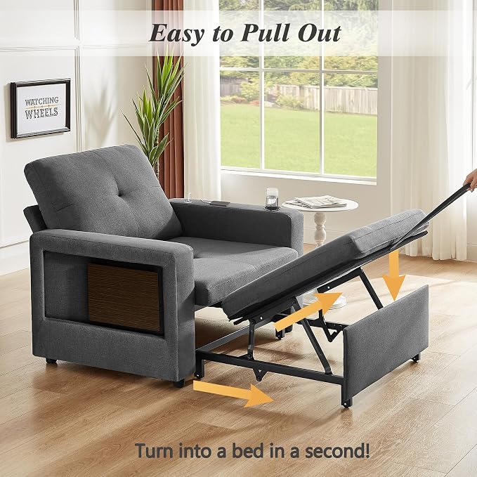 WEUP 42.5" Sleeper Chair Bed, 3-in-1 Convertible Reclining Sofa Chair - Image 8