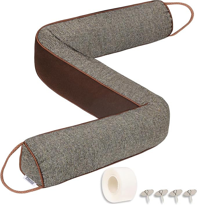 TORRAMI Under Door Draft Stoppers 30 Inch, Heavy Triangle Stop Draft Block Cold Air/Wind/Breeze Noise Blocker Door Sweeps Weather Stripping Bottom Seal Brown