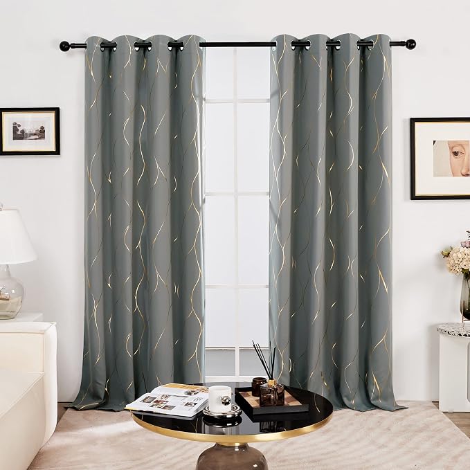 Deconovo Curtains for Living Room, Pattern Blackout Curtains 96 Inches Long | - Image 2
