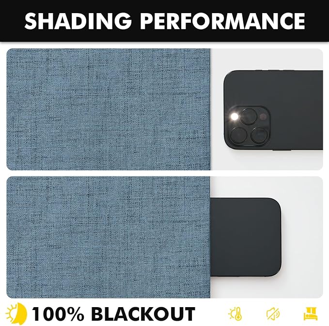 MIULEE 100% Blackout Linen Curtains 42 x 96 Inch Stone Blue 2 Panels | Thermal - Image 7
