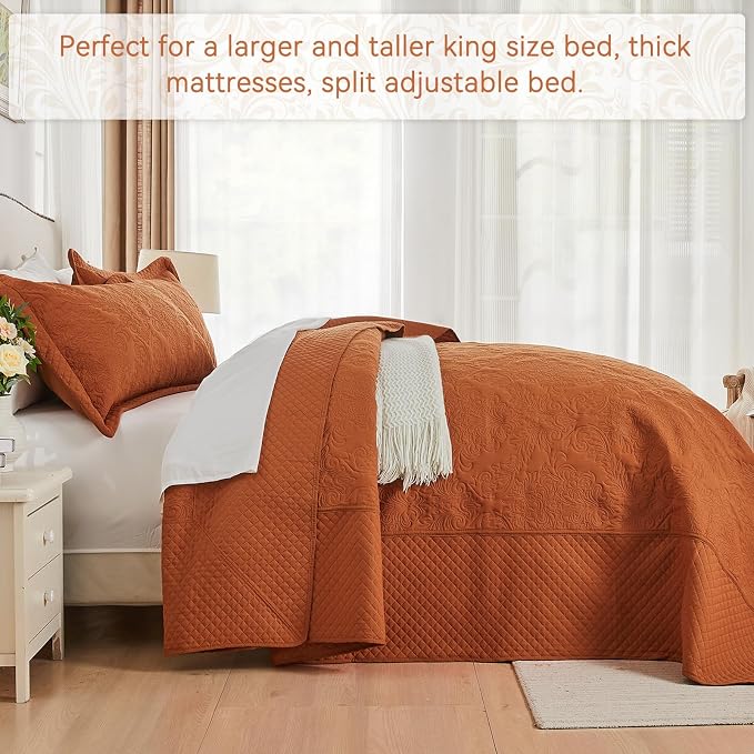 Burnt Orange 138x122 Extra Wide Oversized King Quilts - Image 4