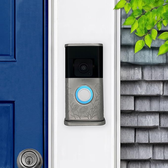 Garden Video Doorbell Cover (Compatible with Ring 3, 3 Plus, 4, Battery Plus, and Battery Pro) (Nickel Silver)
