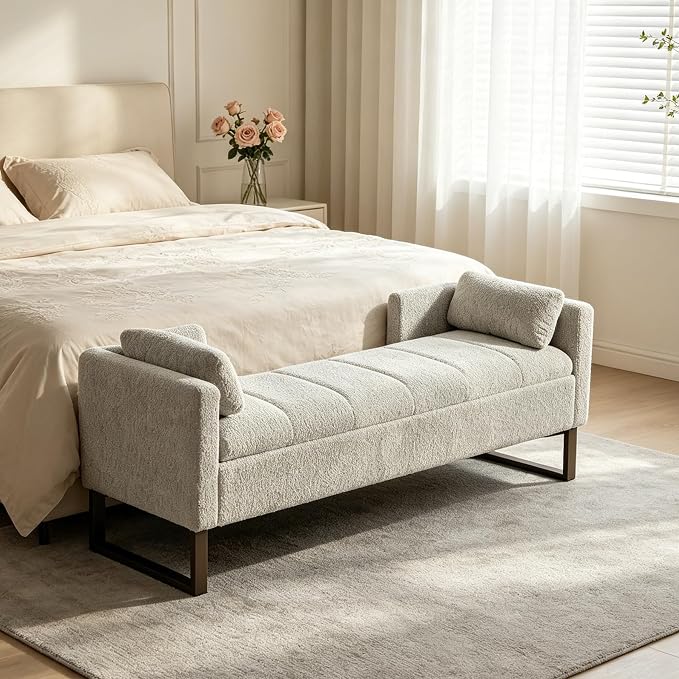 Chifee & Vingol 64" W Storage Benches End of Bed Bench, Light Gray by ChifeeVingol