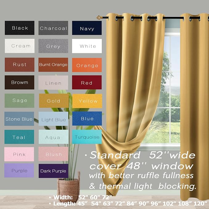 KOUFALL 96 Inches Long Curtains 2 Panel Set, Elegant Blackout Thermal Room - Image 6