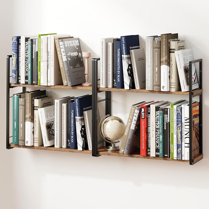 2-Layer Wall Bookshelf for Book Storage, Floating Book Shelves for Wall by ART-GIFTREE